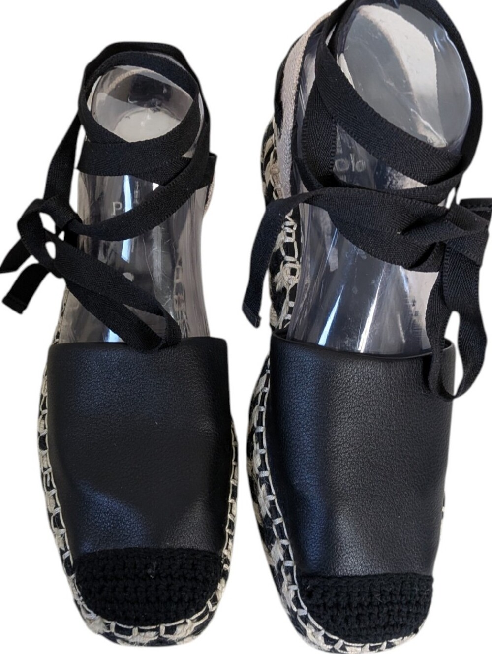 Linea Paolo Black and Beige Lace-Up Espadrille Flats... Size 7.5 - Picture 3 of 7